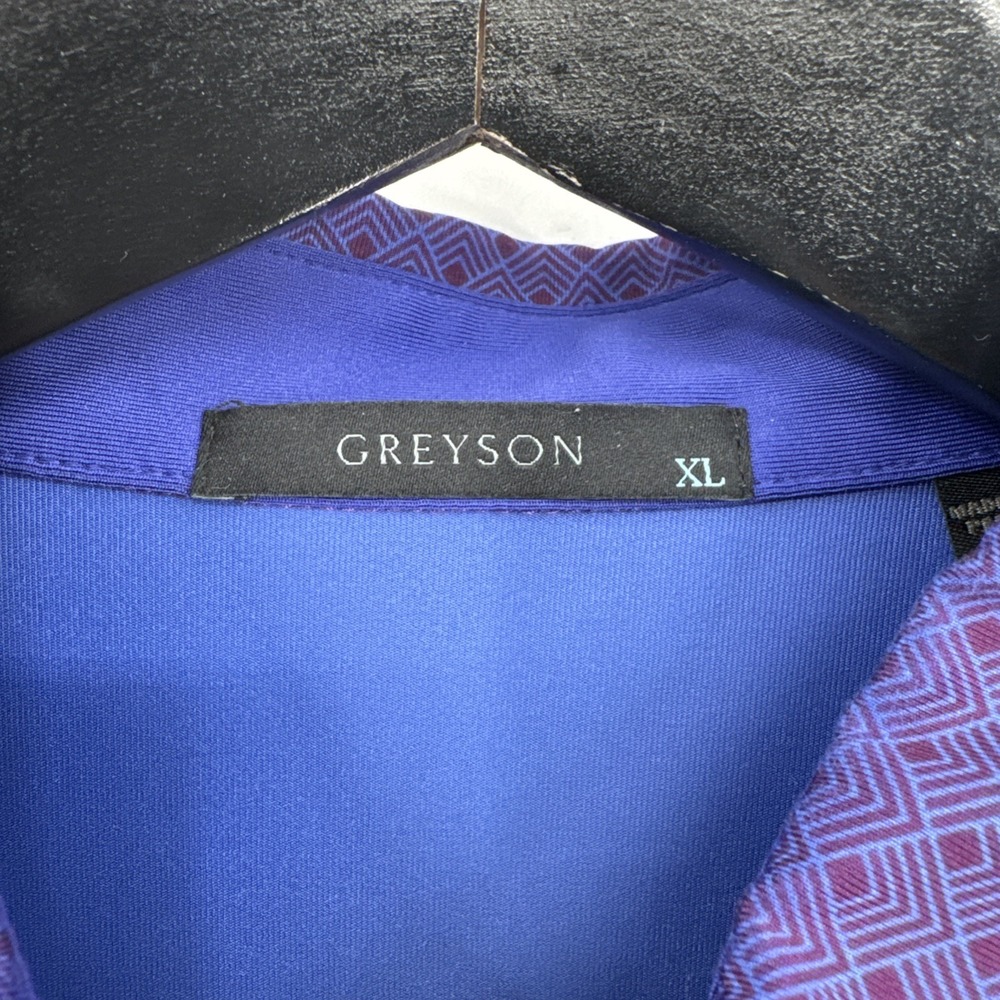 Grayson Golf Polo Mens Size XL BLue Purple Geometric Diamonds Activewear - Picture 4 of 11